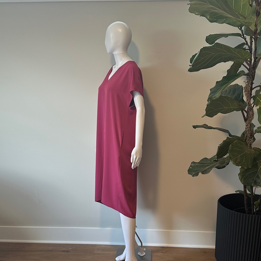 Uniqlo Raspberry V-Neck Midi Dress - Picture 4 of 7